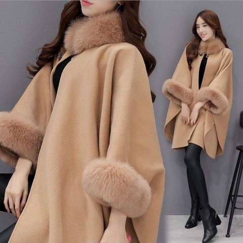Women's Elegant Solid Color Patchwork Single Breasted Coat Woolen Coat