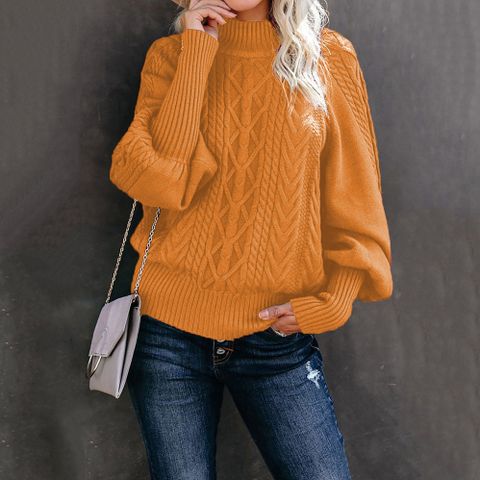 Women's Sweater Long Sleeve Sweaters & Cardigans Patchwork Simple Style Solid Color