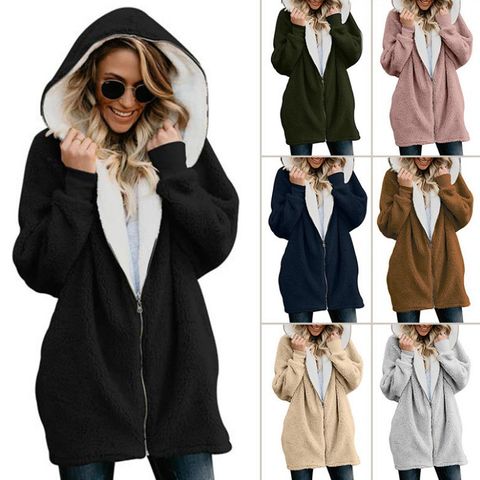 Women's Coat Long Sleeve Hoodies & Sweatshirts Patchwork Fashion Solid Color