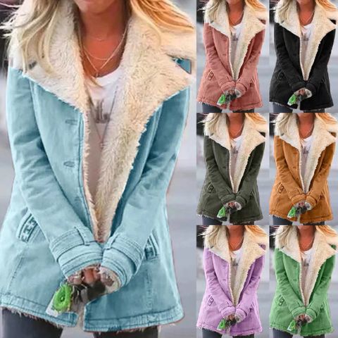 Women's Vintage Style Solid Color Patchwork Single Breasted Coat Jacket
