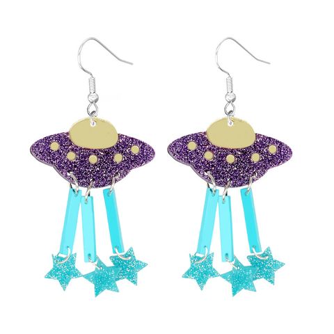 Novelty Spaceship Arylic Patchwork Women's Drop Earrings 1 Pair