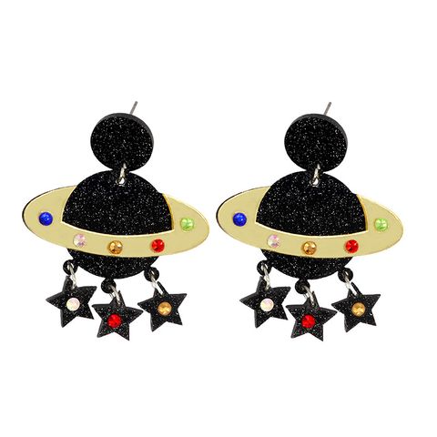 Novelty Spaceship Arylic Patchwork Women's Drop Earrings 1 Pair