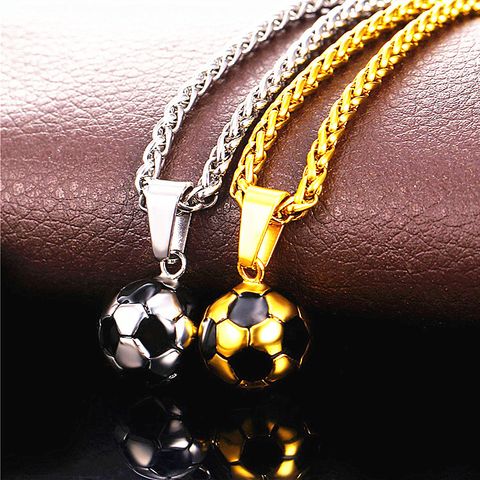 Fashion Football Titanium Steel Polishing Pendant Necklace 1 Piece