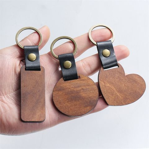 Fashion Heart Shape Alloy Wood Plating Keychain 1 Piece