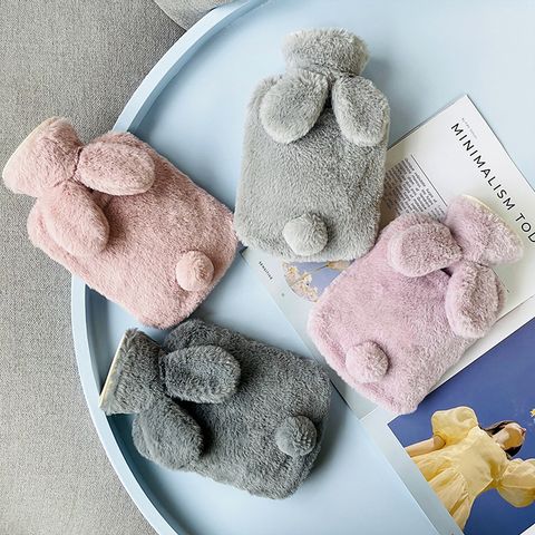 Cartoon Rabbit-like Plush Hand Warmer Hot Compress Belly Removable And Washable Pvc Explosion-proof Hot Water Injection Bag Cute Portable