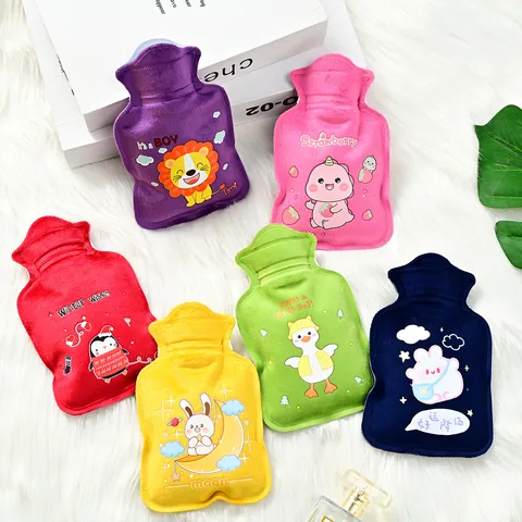 New Short Plush Hot Water Injection Bag Small Hot-water Bag Portable Warm Belly Mini Plush Warm Handbags Heating Pad