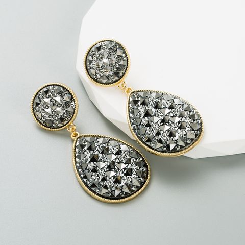 Elegant Water Droplets Alloy Glass Women's Drop Earrings 1 Pair