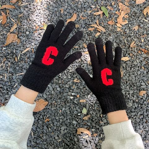 Women's Cute Letter Polyacrylonitrile Fiber Gloves 1 Pair