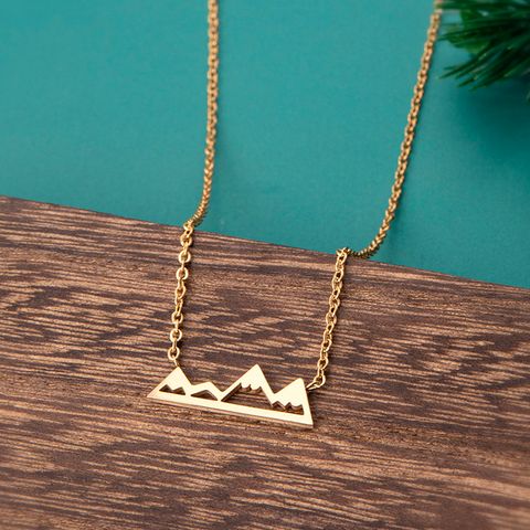 Simple Style Mountain Stainless Steel Hollow Out Pendant Necklace 1 Piece