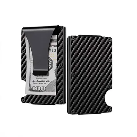 Men's Plaid Carbon Fiber Microfiber Open Card Holders