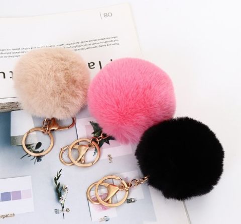 Fashion Solid Color Faux Rabbit Fur Plating Keychain 1 Piece