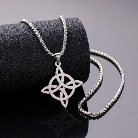 Hip-hop Witches Knot Stainless Steel Hollow Out Unisex Pendant Necklace