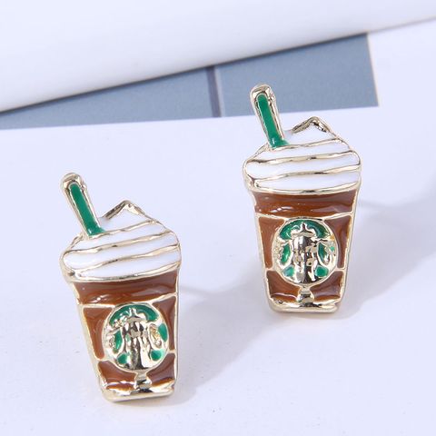 Silver Post Exquisite Korean Fashion Sweet Simple Milk Tea Cup Personalized Ear Studs Wholesale Nihaojewelry