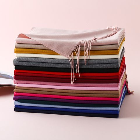 Women's Elegant Tassel Solid Color Imitation Cashmere Winter Scarves