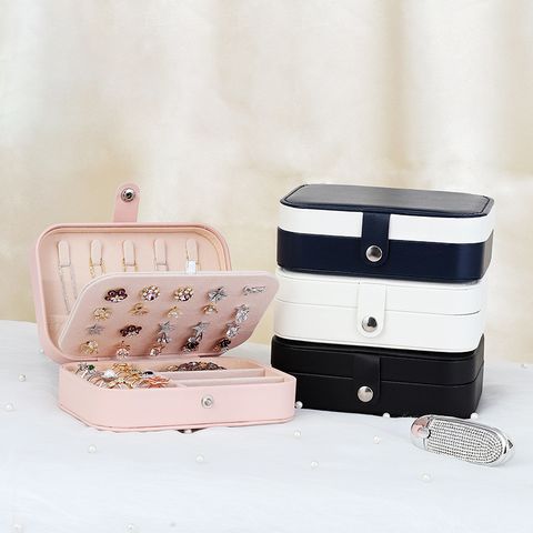 Fashion Solid Color Pu Leather Jewelry Boxes 1 Piece