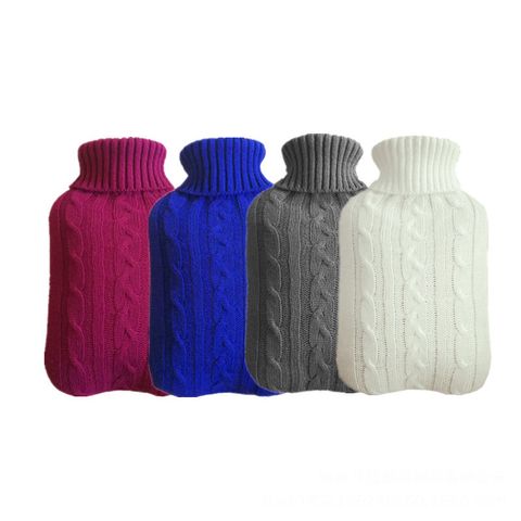 Winter New 2000 Ml Hot Water Injection Bag Knitted Fabric Sleeve Water-filled Hand Warmer Flannel Convenient Hand Warmer