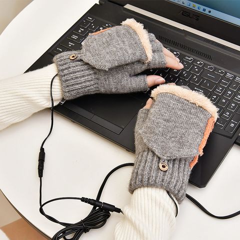 Fashion Solid Color Knit Gloves