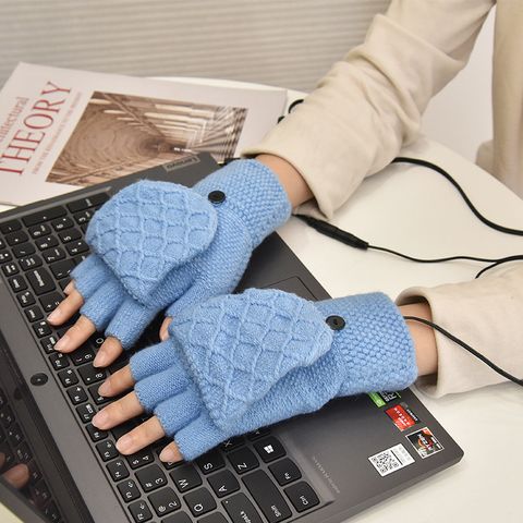 Fashion Solid Color Knit Gloves