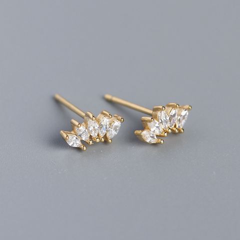 Fashion Sector Silver Plating Zircon Ear Studs 1 Pair