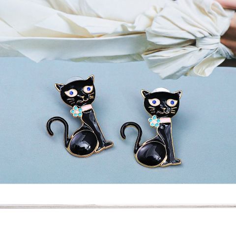 Cute Cat Alloy Women's Ear Studs 1 Pair