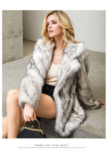 Women's Elegant Gradient Color Coat Faux Fur Coat