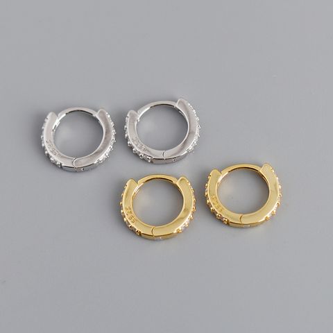 Fashion Circle Sterling Silver Plating Zircon Earrings 1 Pair