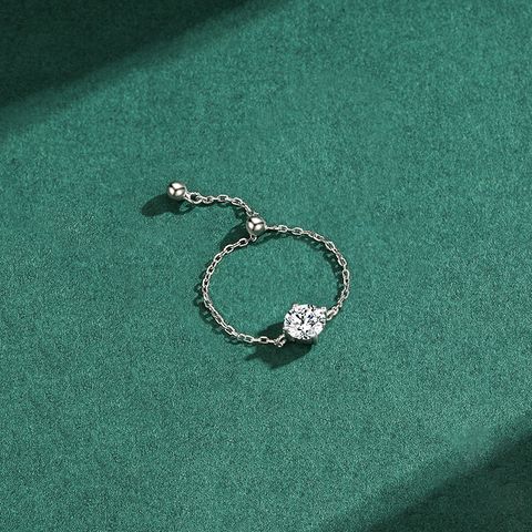 Mode Geometrisch Sterling Silber Überzug Zirkon Offener Ring
