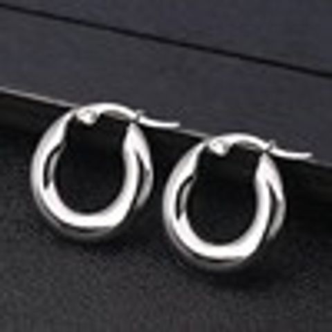 1 Pair Fashion Round Plating Stainless Steel Hoop Earrings