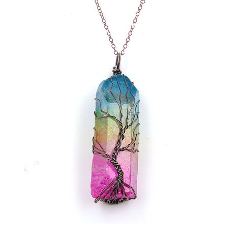 Fashion Gradient Color Glass Plating Unisex Pendant Necklace 1 Piece