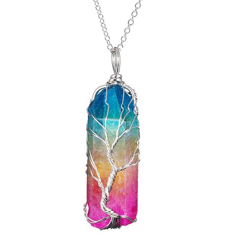 Fashion Gradient Color Glass Plating Unisex Pendant Necklace 1 Piece