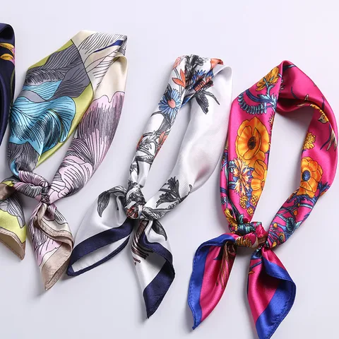 Women's Sweet Geometric Satin Silk Scarves