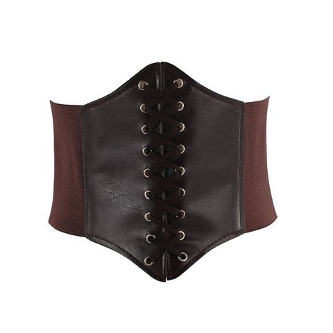 Fashion Solid Color Pu Leather Women's Corset Belts
