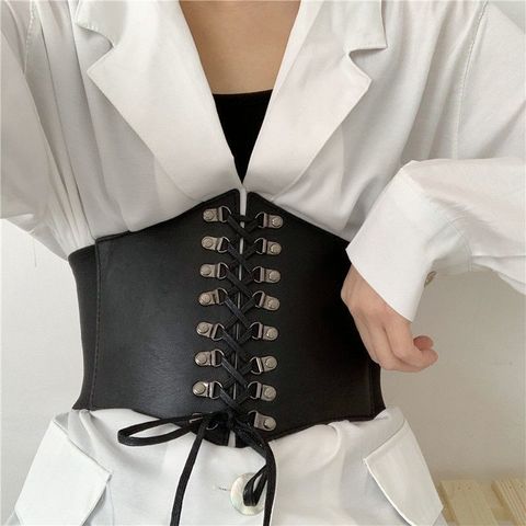 Fashion Solid Color Pu Leather Alloy Women's Corset Belts