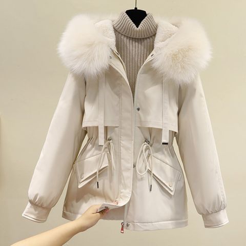 Women's Fashion Solid Color Zipper Coat Cotton Clothes