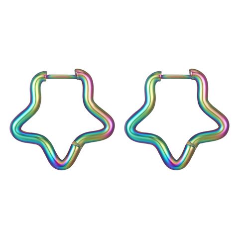 Fashion Pentagram Stainless Steel Plating Hoop Earrings 1 Pair