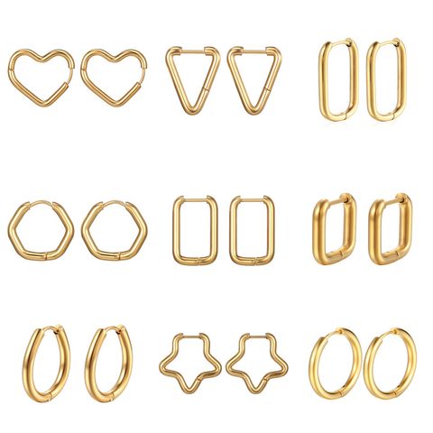 1 Piece Fashion Square Plating Titanium Steel Earrings