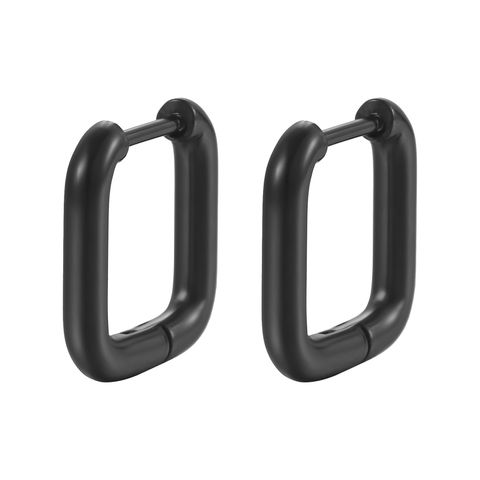 Simple Style Square Titanium Steel Plating Earrings 1 Pair