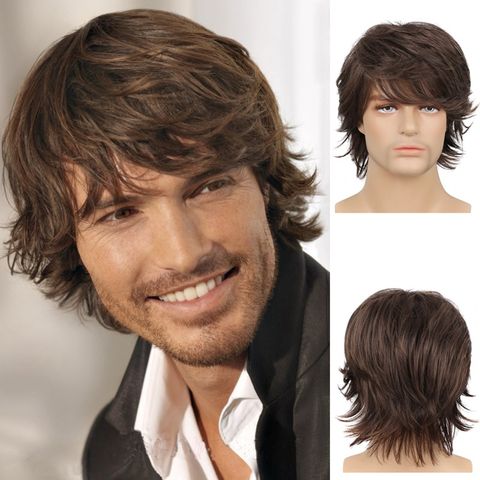 Men's Fashion Party High Temperature Wire Long Bangs Short Curly Hair Wigs
