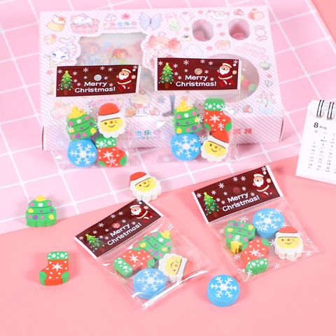 Cute Christmas Tree Santa Claus Student Stationery Opp Bag Eraser 1 Piece