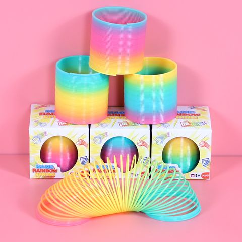 Cute Children's Rainbow Spring Colorful Magic Lap Coil Toys 1 Set