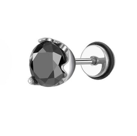 Fashion Round Square Stainless Steel Plating Inlay Zircon Ear Studs 1 Piece