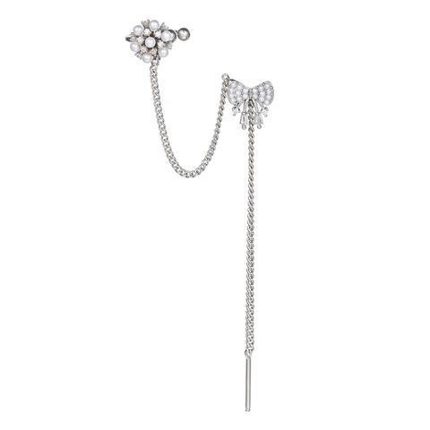 Fashion Bow Knot Brass Earrings Tassel Artificial Pearls Copper Earrings