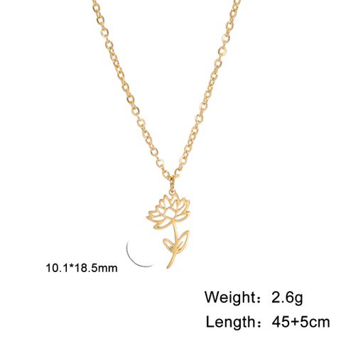 Fashion Flower Stainless Steel Plating Pendant Necklace 1 Piece