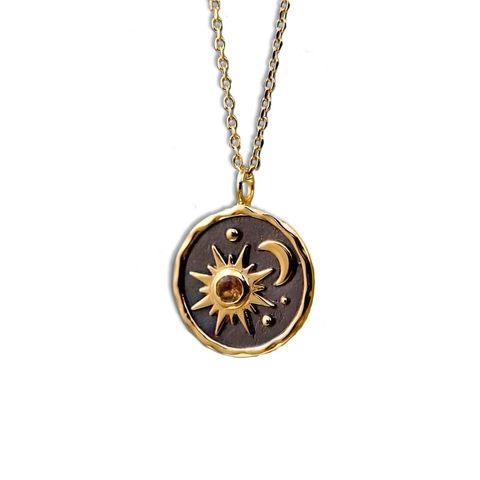 Retro Round Sun Moon Alloy Plating Artificial Gemstones Women's Earrings Necklace