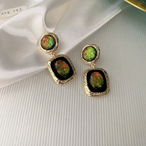 Retro Bear Heart Shape Bow Knot Arylic Alloy Cloth Enamel Artificial Pearls Rhinestones Opal Women's Earrings 1 Pair