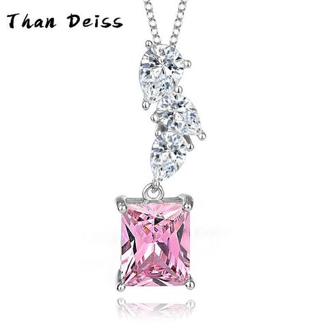 Lady Geometric Sterling Silver Inlay Zircon Pendant Necklace