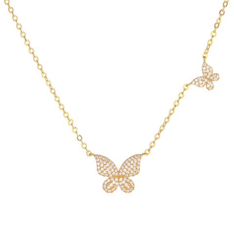 Fashion Butterfly Copper Plating Zircon Necklace