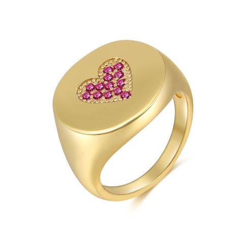 Wholesale Jewelry Heart Inlaid Zircon Copper Ring Nihaojewelry