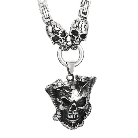 Retro Skull Ghost Stainless Steel Pendant Necklace 1 Piece