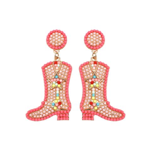 Fashion Boots Alloy Plating Beads Women's Drop Earrings 1 Pair